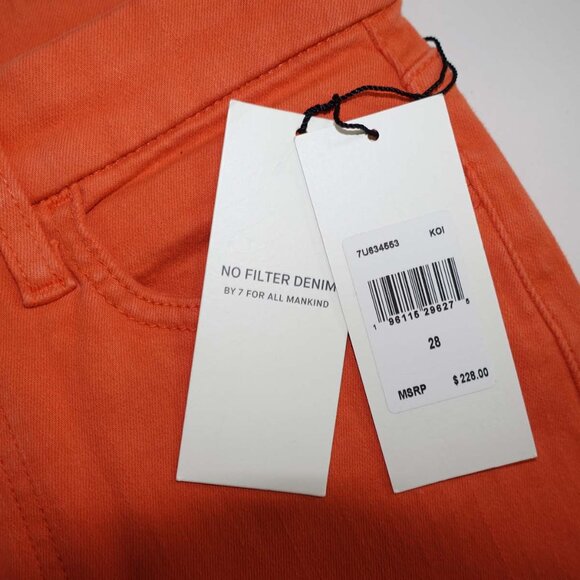 7 For All Mankind Women's Ultra High Rise Skinny Boot Jeans Size 28 NWT Orange - Picture 9 of 12